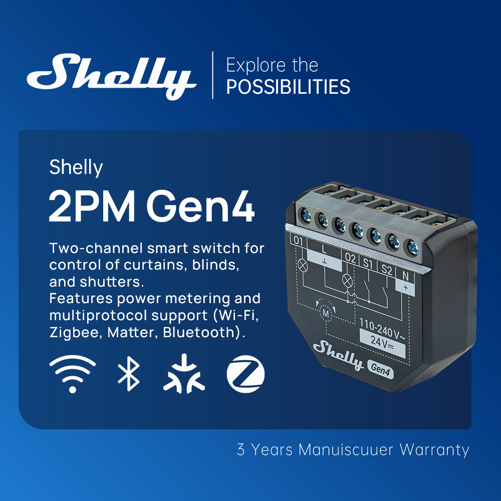 Shelly 2PM Gen4 Zigbee 2 Chann - Shelly Relay Module recensie en prijs