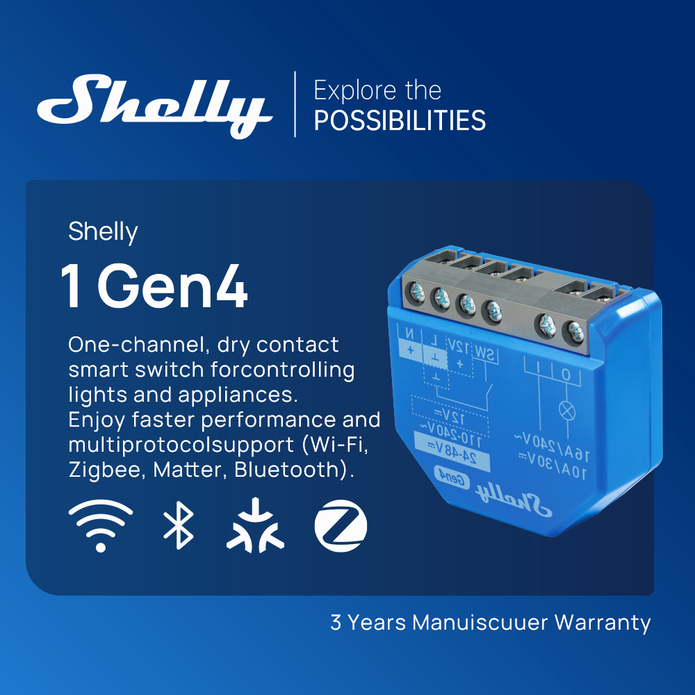 Shelly 1 Gen4 Zigbee Dry Conta - Shelly Relay Module recensie en prijs