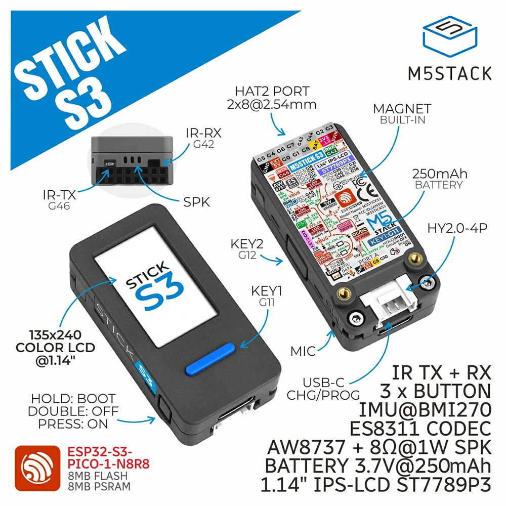 M5Stack M5StickS3 ESP32-S3 IoT - Smart Home Automation Diy recensie en prijs