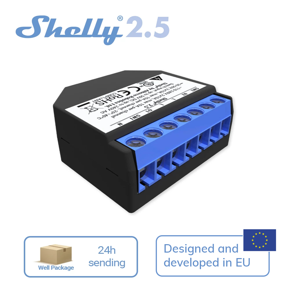 Shelly 2.5 Smart Home Double R - Shelly Relay Module recensie en prijs
