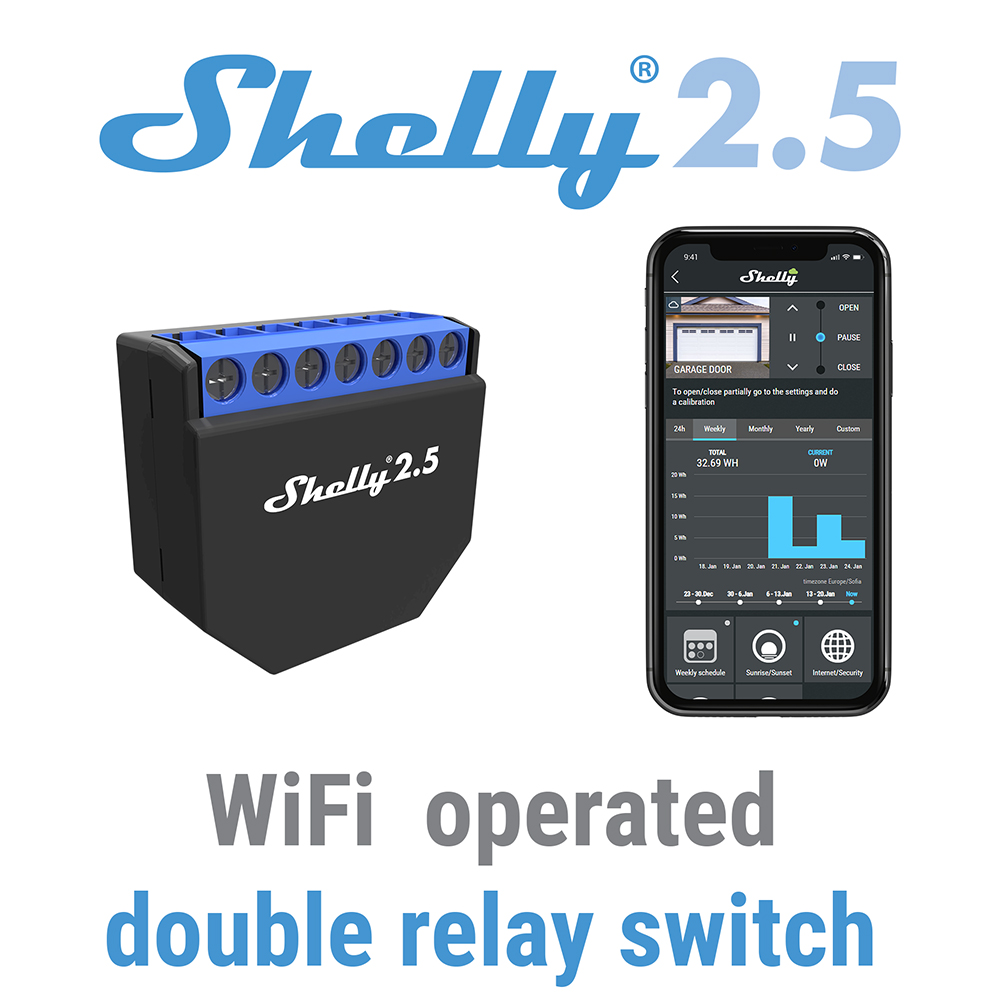 Shelly 2.5 Smart Home Double R - Shelly Relay Module recensie en prijs