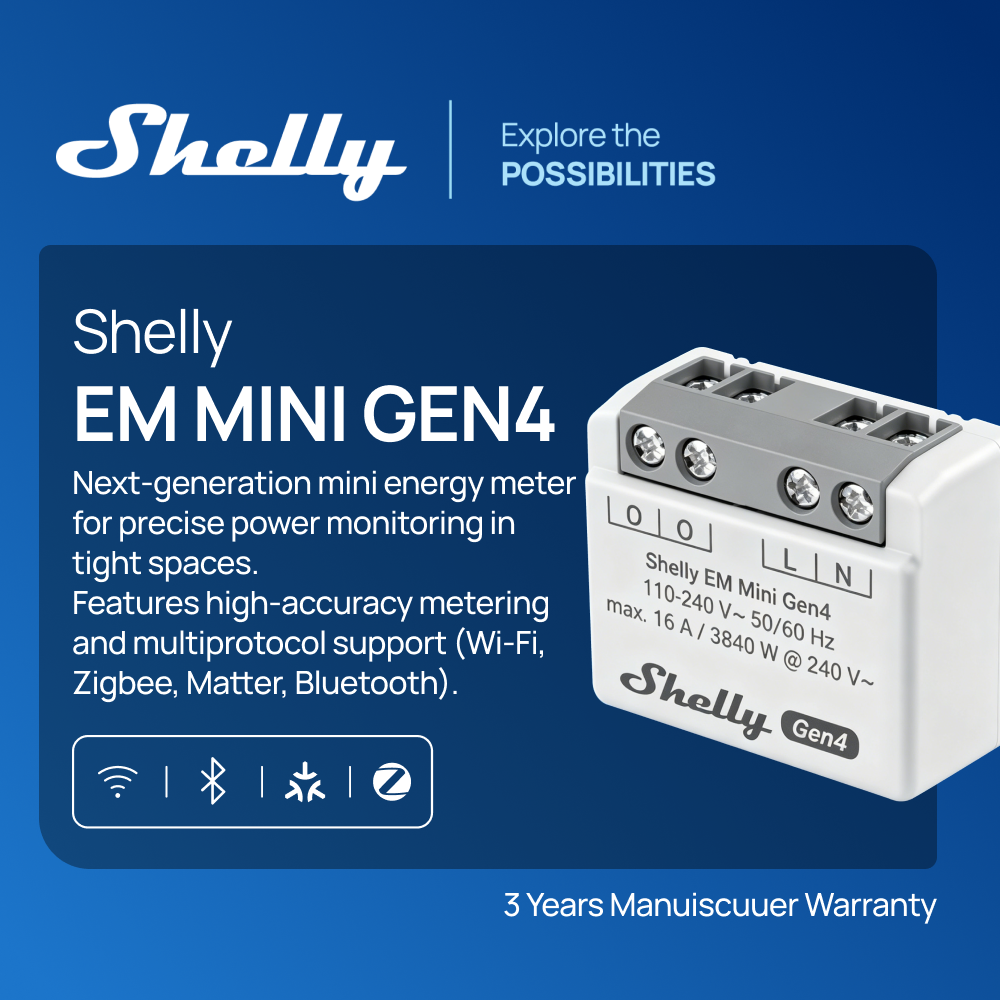 Shelly EM Mini Gen4 Matter Com - Shelly Relay Module recensie en prijs