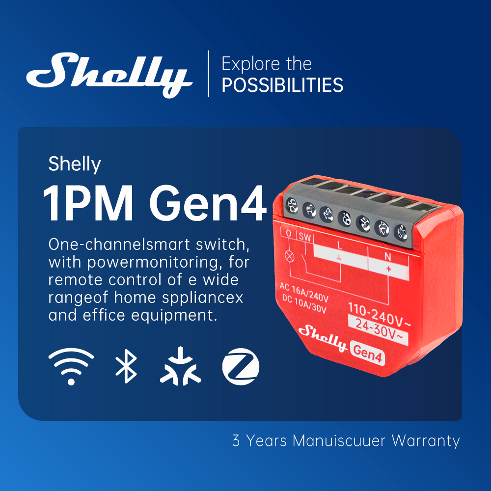 Shelly 1PM Gen4 Zigbee Disposi - Shelly Relay Module recensie en prijs